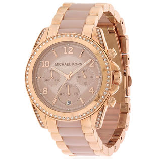 Michael Kors Women S Blair Chrono 100m Rose Gold Stainless Steel Watch Mk5943