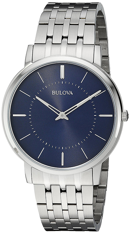 Bulova Men's Quartz 30m Stainless Steel Blue Dial Watch 96A188