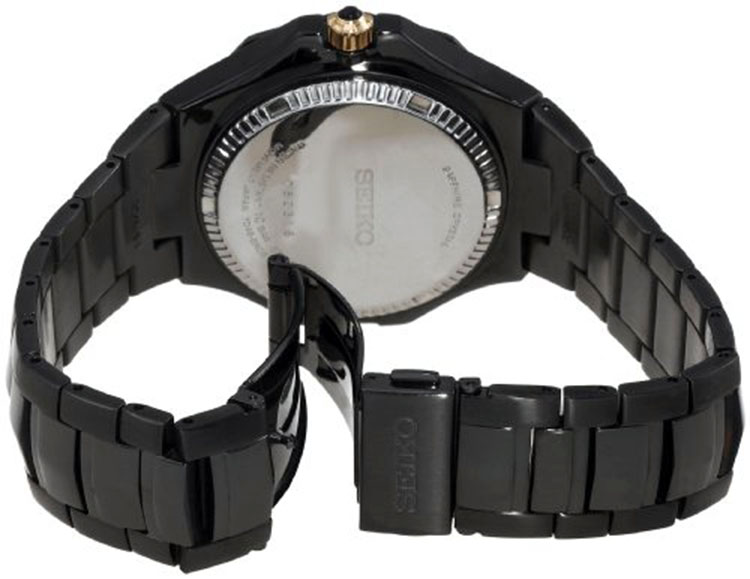 Seiko Men's Coutura Kinetic Chrono 100m Black Stainless Steel Watch SNP017