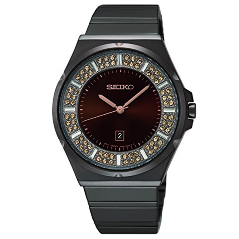 Seiko Women's Analog Quartz 100m Crystals Grey Stainless Steel Watch SXDG35