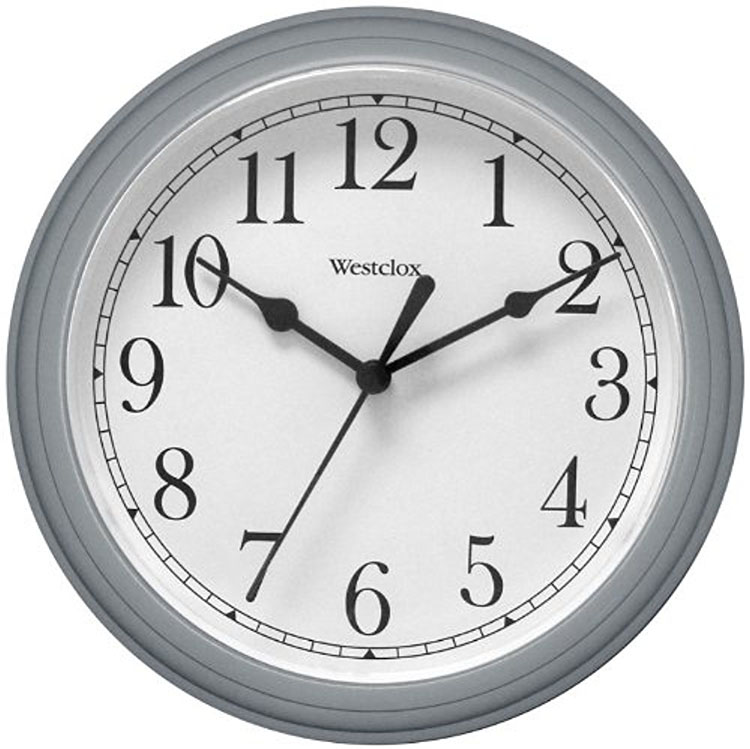 Westclox Round Gray Wall Clock 9" Arabic White Dial 46984A