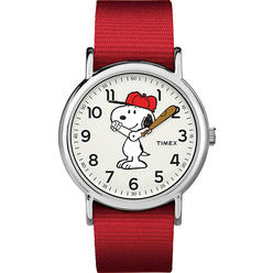 Timex TW2R41400JT Unisex Weekender x Peanuts Snoopy Nylon Slip-Thru Strap Watch