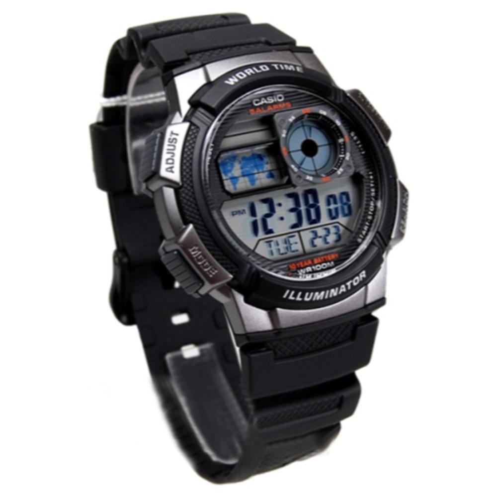 Casio Men's AE1000W-1BVCF Silver-Tone and Black Digital Sport Watch