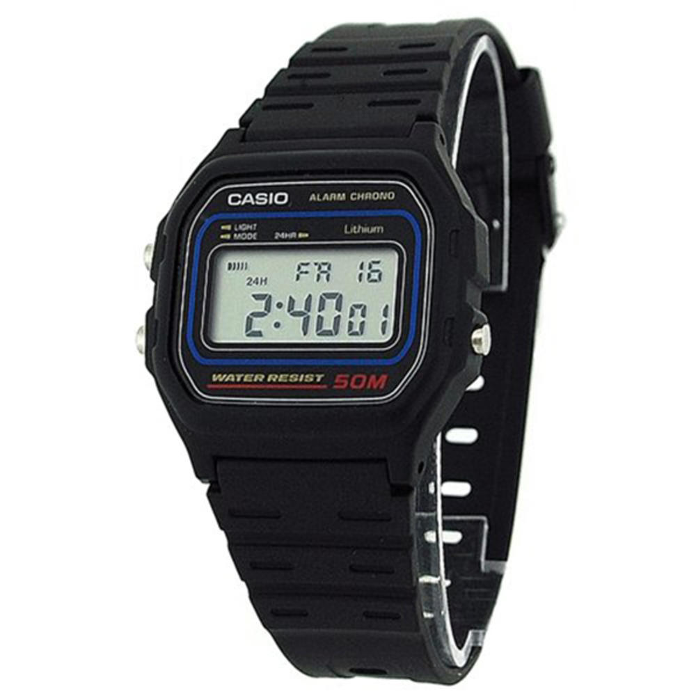 Casio Men's Casual Classic Digital Alarm Micro Light Black Resin Watch W59-1V