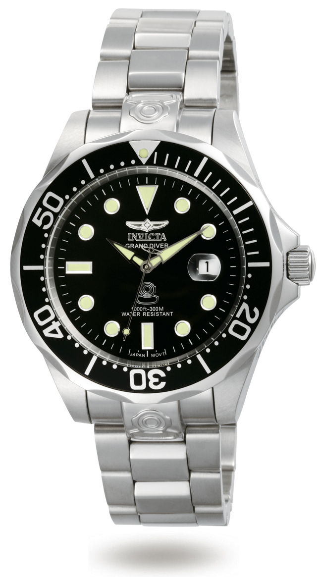 Invicta Men's Pro Diver Automatic 300m Black Dial Stainless Steel Watch 3044