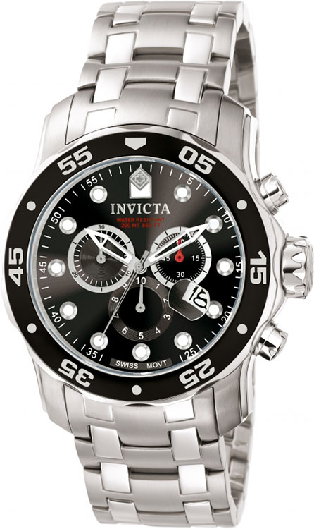 Invicta Men's Pro Diver Quartz Chronograph Black Dial Watch 0069