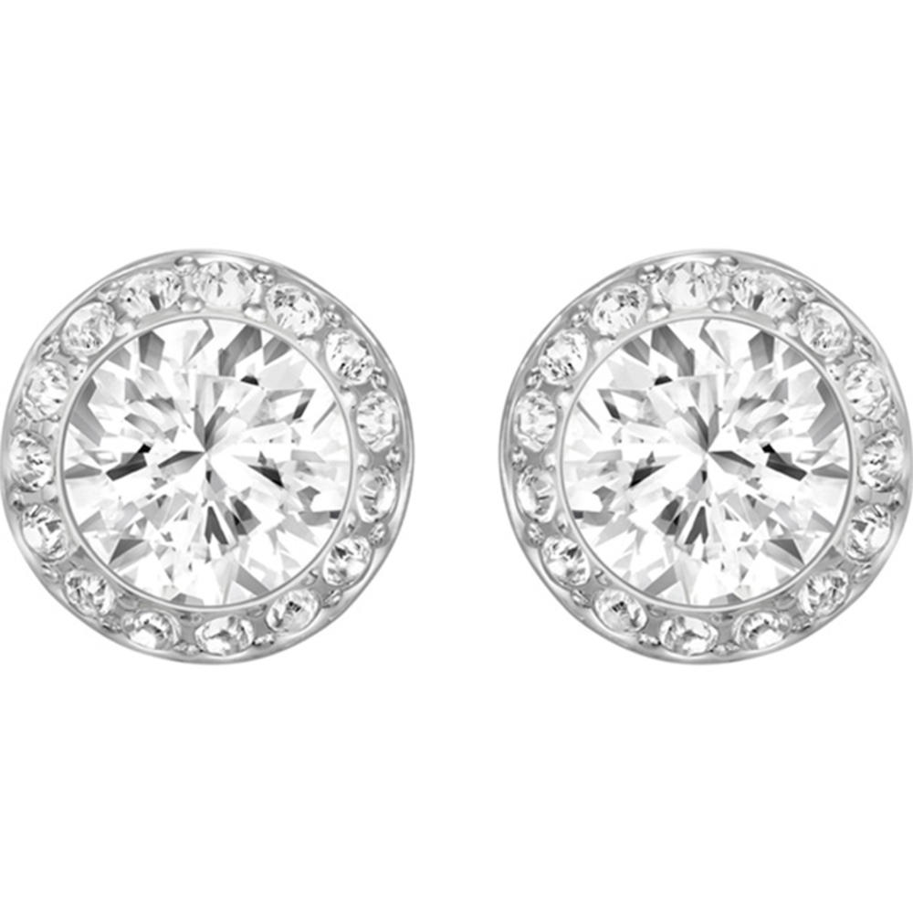 Swarovski Angelic Crystals Rhodium Plated Button Pierced Earrings 1081942