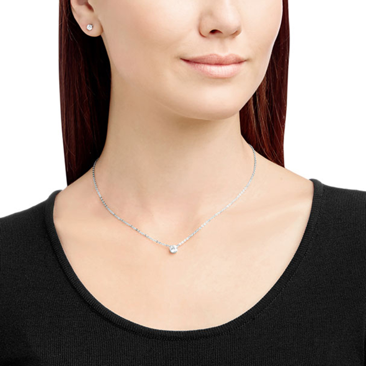 Swarovski Solitaire Crystals Rhodium Plated Necklace and Earrings Set 5113468