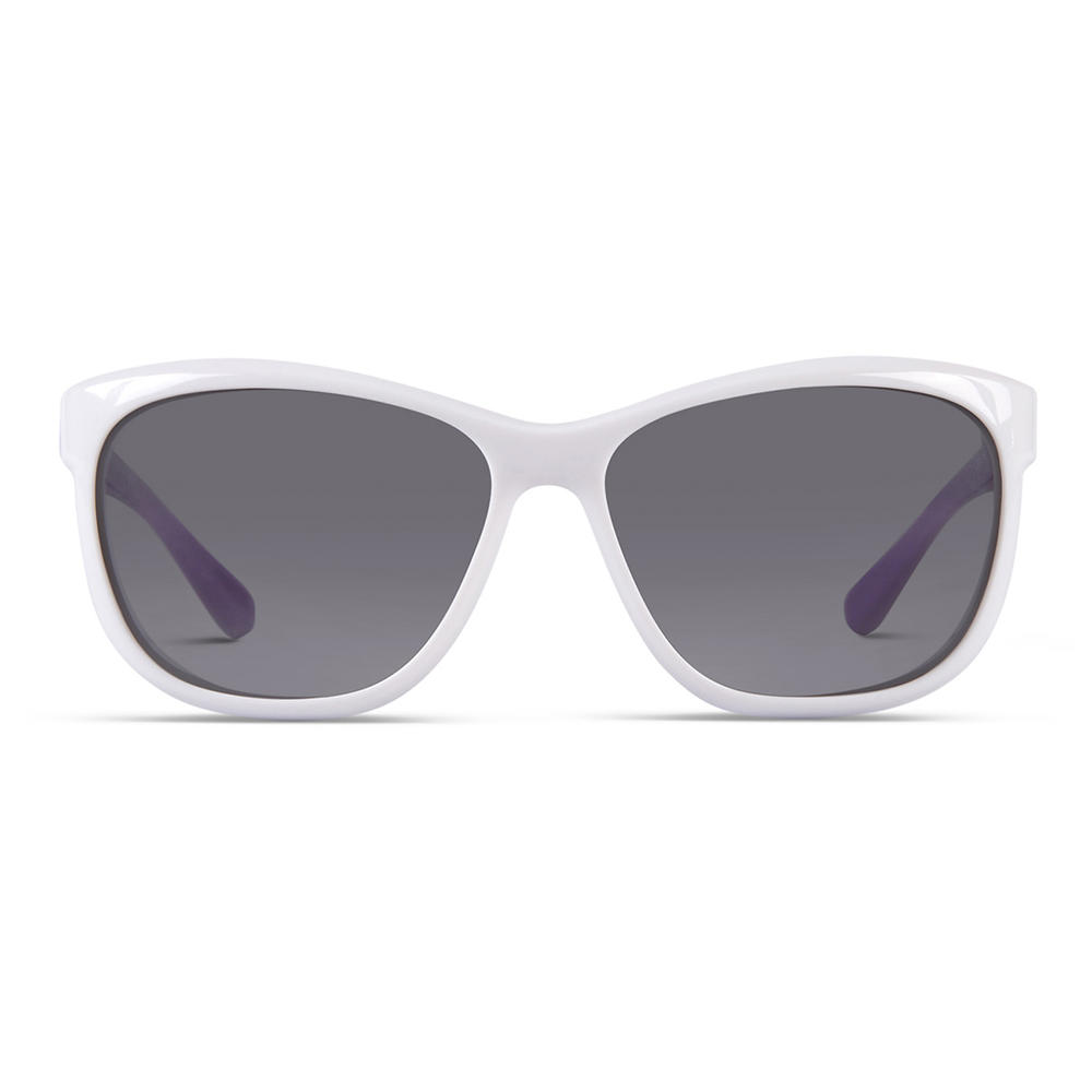 Nike Kids' Trophi Cat Eye Sunglasses, White/Laser Purple, Grey Lens EV0820-152