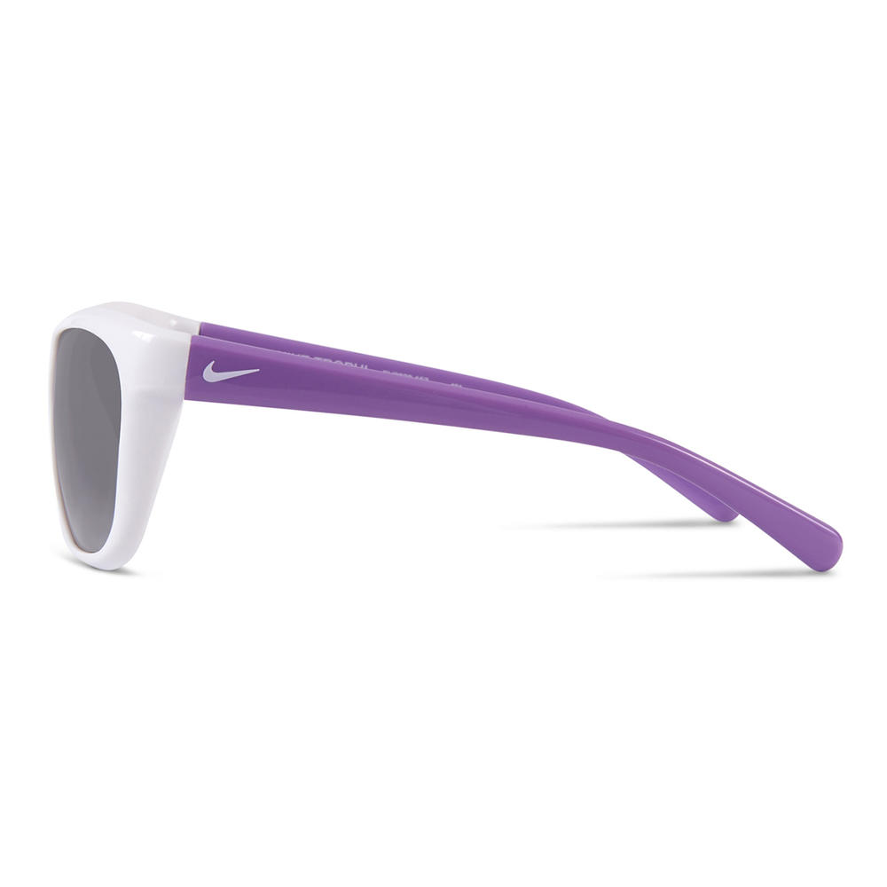 Nike Kids' Trophi Cat Eye Sunglasses, White/Laser Purple, Grey Lens EV0820-152