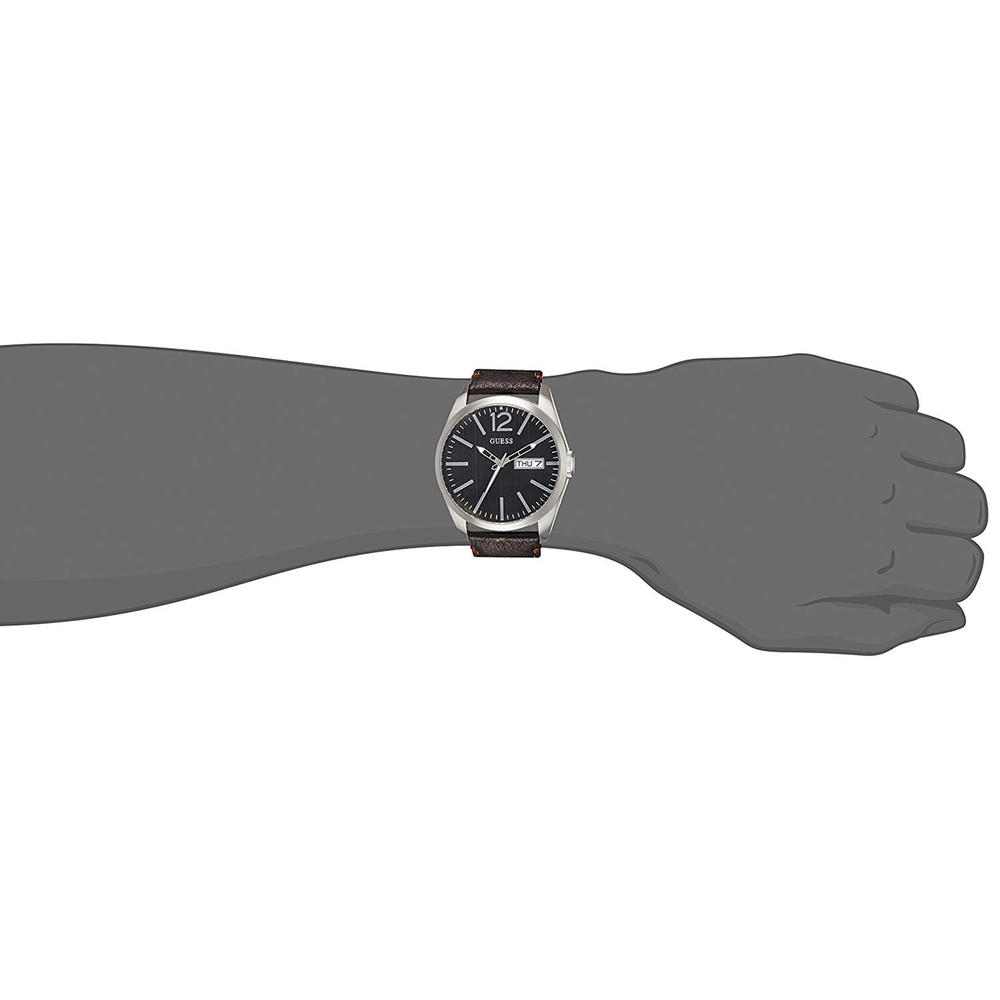 Guess Men's Vertigo Quartz Day/Date Stainless Steel/Brown Leather Watch W0658G3