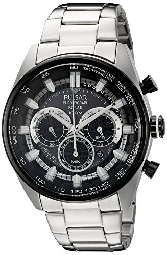 Pulsar Men's Chronograph 100m Solar Stainless Steel Watch PX5033