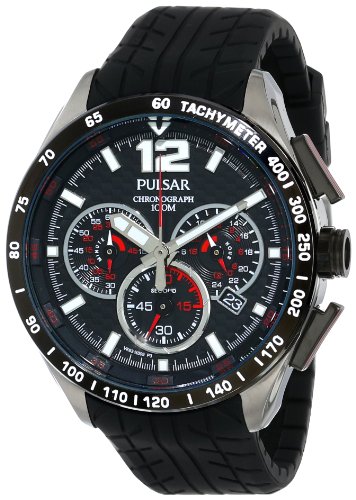 Pulsar Men's Chronograph Analog Quartz 100m Black Polyurethane Watch PU2021