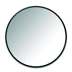umbra hub round wall mirror with rubber frame, modern decor for entryways, washrooms, living rooms and more, 24-inch, black
