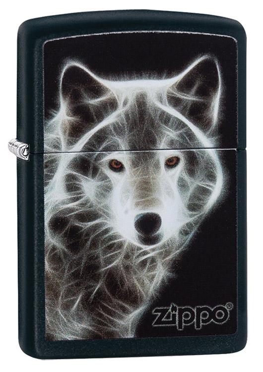 Zippo White Wolf Black Matte Lighter 28303
