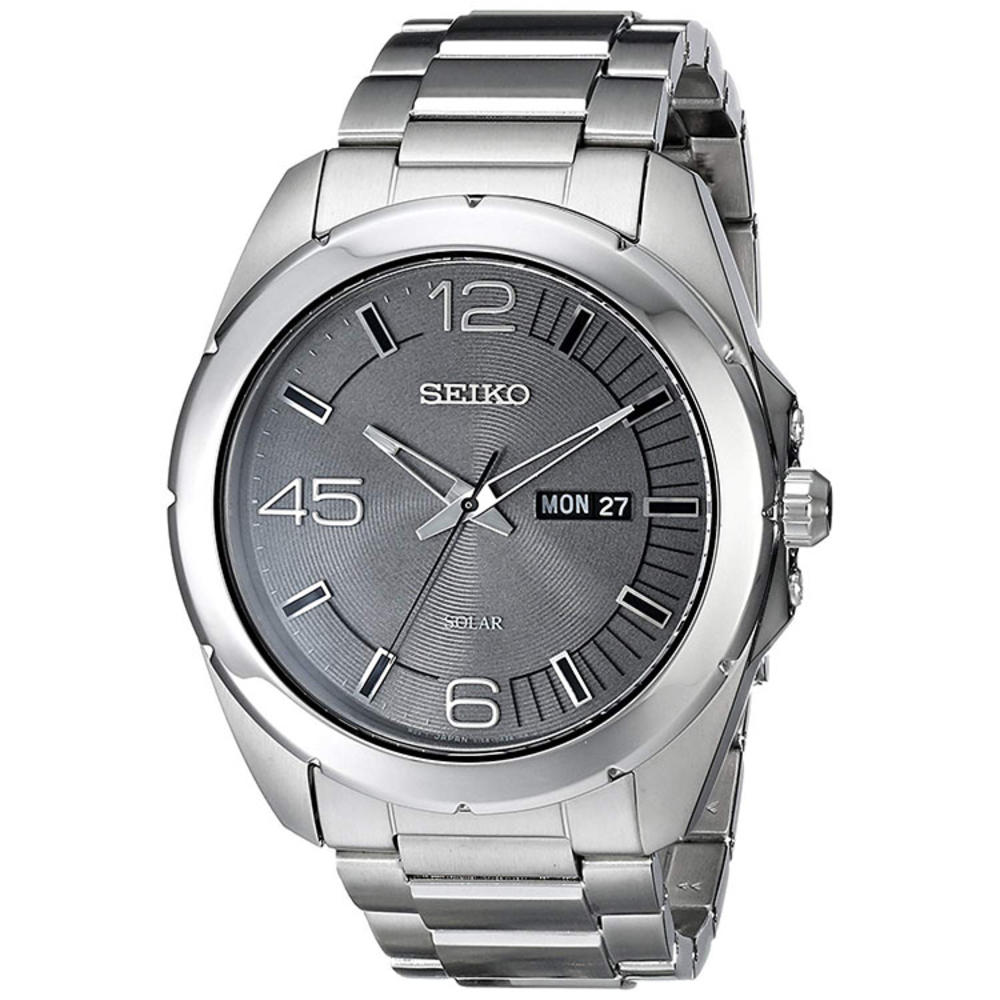 Seiko Men's Solar Day/Date 100m Stainless Steel Watch SNE273