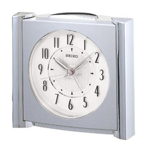 QXE418SLH Seiko Bedside Alarm Get Up and Glow Clock Silver-Tone Metallic  Case