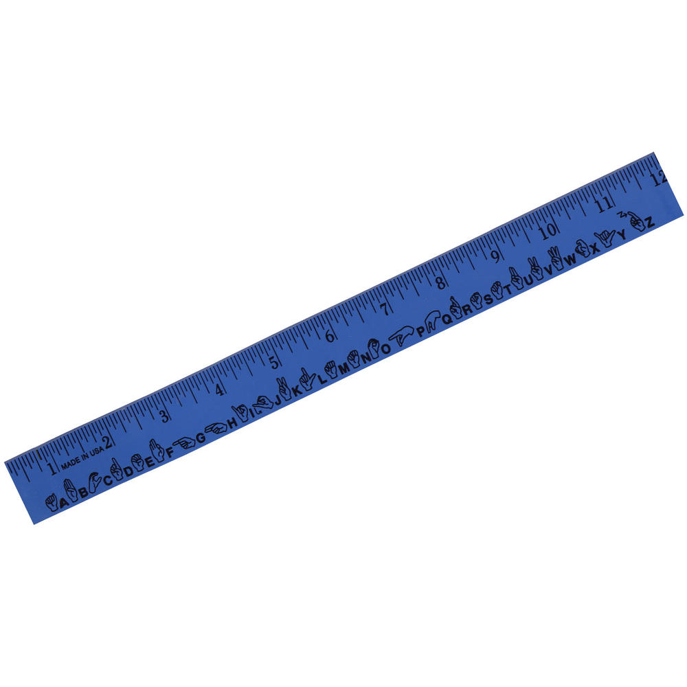 Deaf Gifts School Ruler with Sign Language A to Z - Blue
