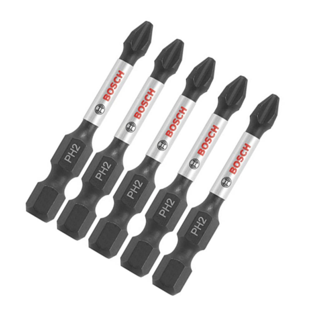 Bosch 5 Pack of Impact Tough 2 Inch Phillips #2 Power Bits # ITPH2205