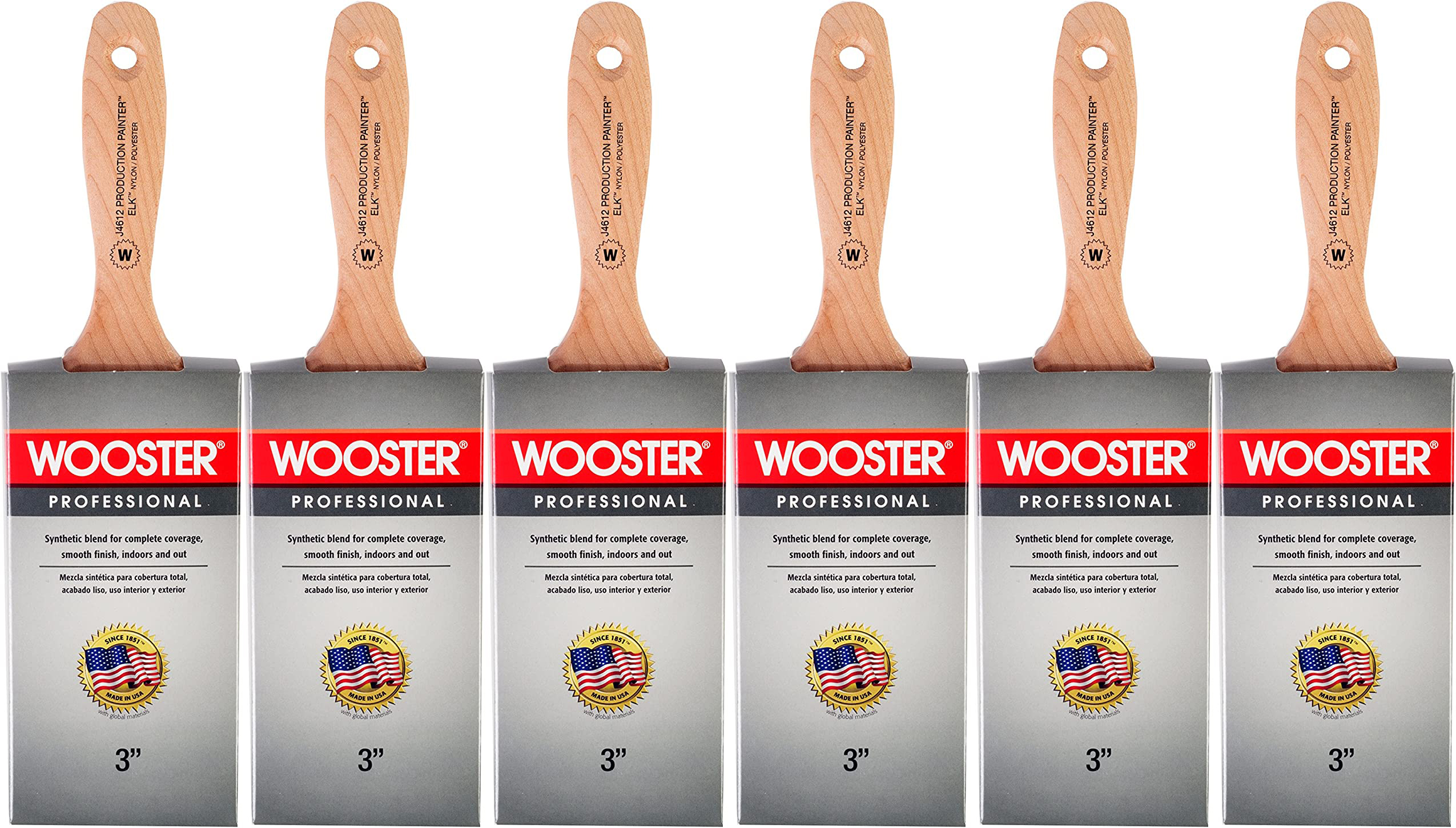 Wooster Genuine 3" Production Painter Extra-Thick Flat Paintbrush 6-Pack # J4612-3-6PK
