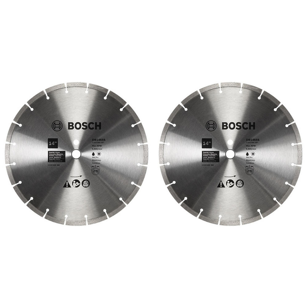 Bosch DB1465 14 Inch Segmented Rim Diamond Blade for Soft Materials, 2 Pack