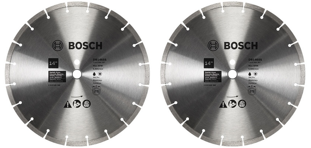 Bosch DB1465 14 Inch Segmented Rim Diamond Blade for Soft Materials, 2 Pack