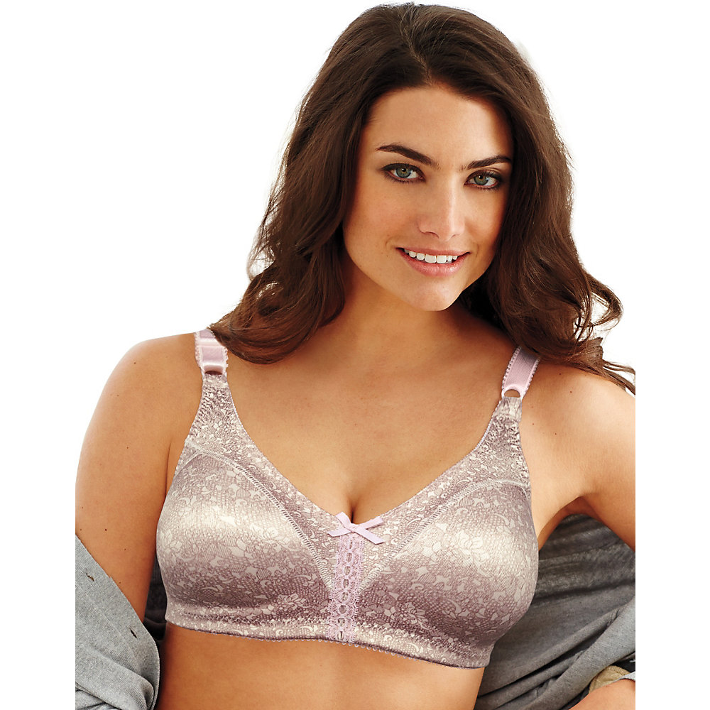 Bali Double Support Wirefree Bra 3820, Pink Chic Lace Print