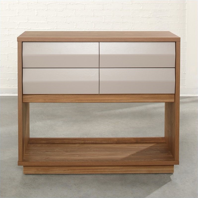 Sauder Soft Modern Sofa Table In Walnut With Moccasin Sauder Soft Modern Sofa Table In Walnut With Moccasin