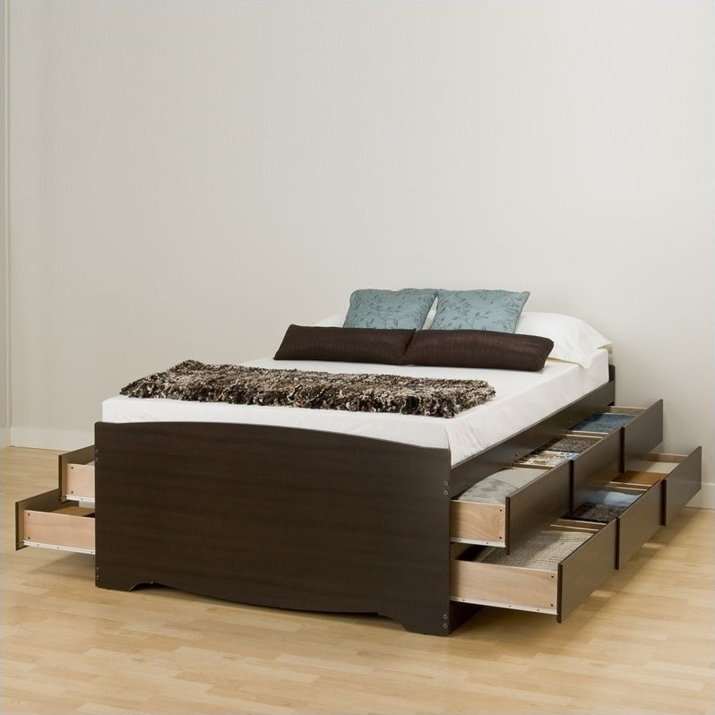 Prepac Manhattan Tall Queen Bookcase Platform Storage Bed In Prepac Manhattan Tall Queen Bookcase Platform Storage Bed In Espresso Finish