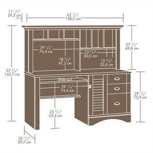 Sauder Harbor View Computer Desk With Hutch In Antiqued White