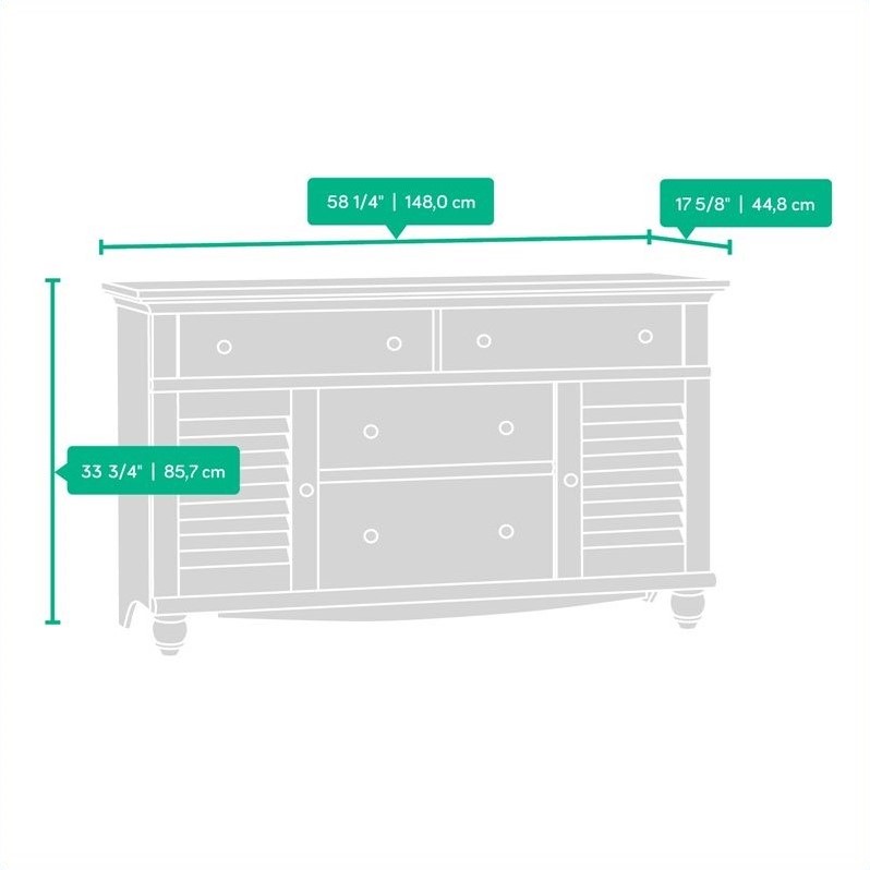 Sauder Harbor View Dresser And Mirror Set In Antiqued Paint