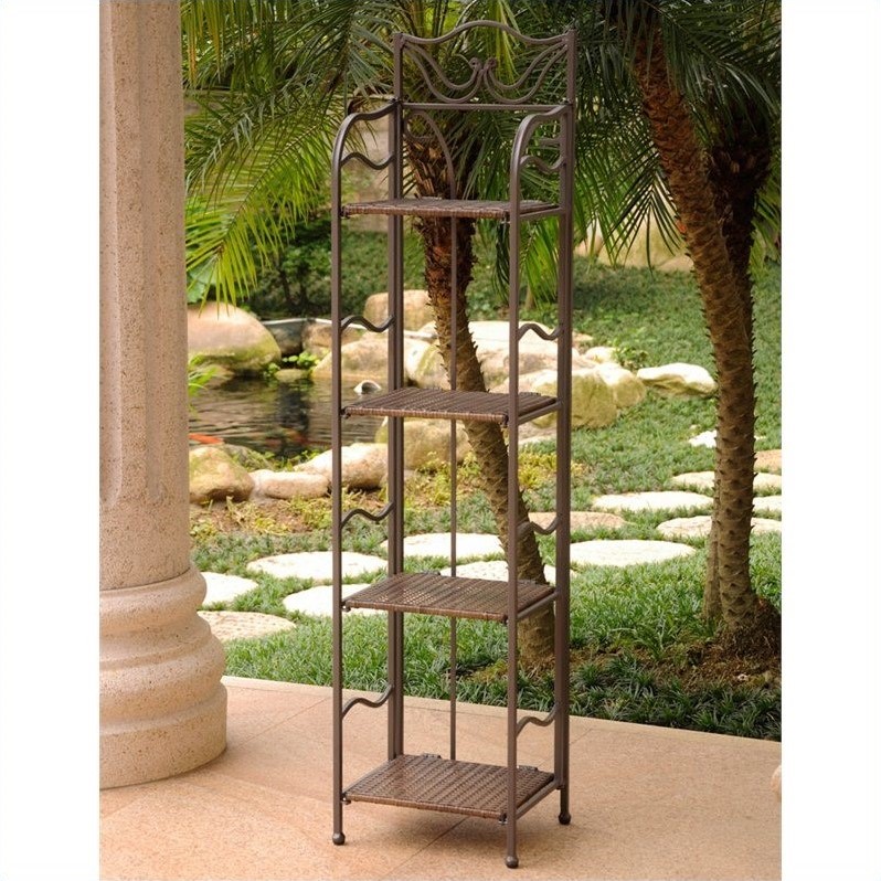 Outdoor Bakers Rack Plant Stand International Caravan Valencia 4 Tier 12in Wide Plant Stand Antique Brown 4120 Abn