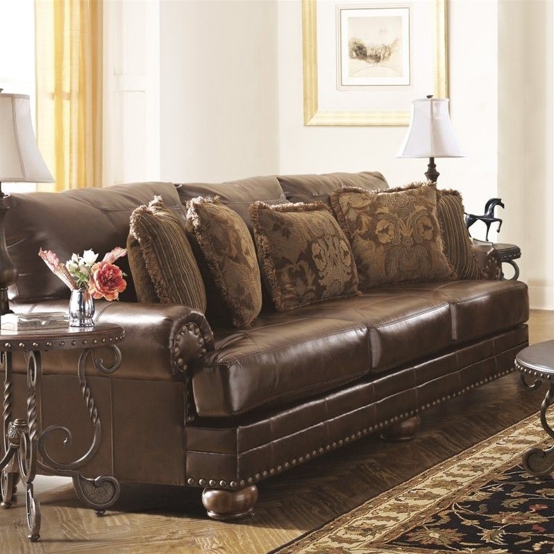 Ashley Furniture Chaling Leather Sofa In Antique