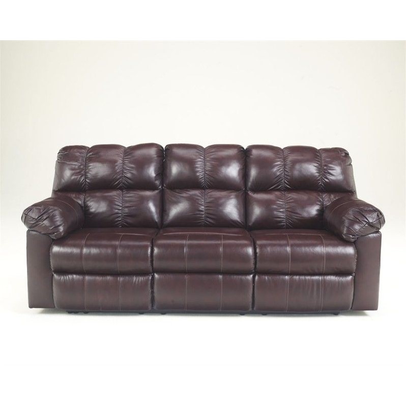Ashley Furniture Kennard Leather Reclining Sofa In Burgundy