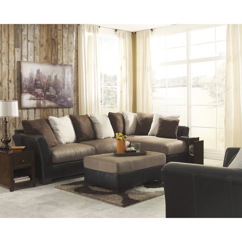 Ashley Masoli Right Faux Leather Sectional With Ottoman And Oversize