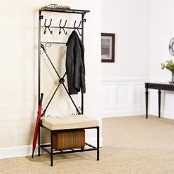 Entryway Bench And Coat Rack Southern Enterprise Sei Black Metal Entryway Storage Bench With Coat Rack