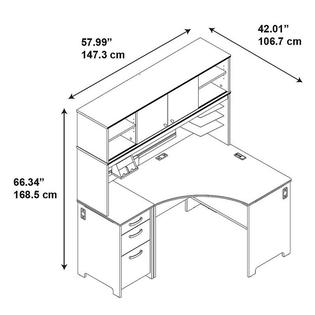 Bush Envoy Corner Computer Desk With Hutch In Natural Cherry