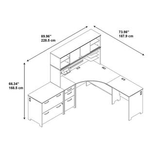 Bush Envoy 3 Piece L Shaped Desk Office Set In Hansen Cherry