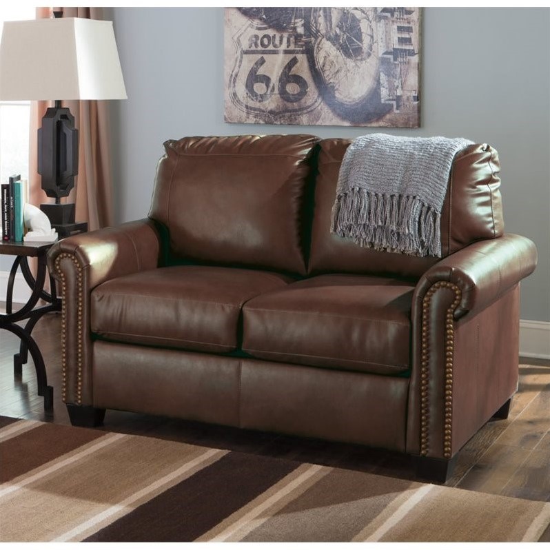 Ashley Lottie Leather Twin Sleeper Sofa In Chocolate Ashley Lottie Leather Twin Sleeper Sofa In Chocolate