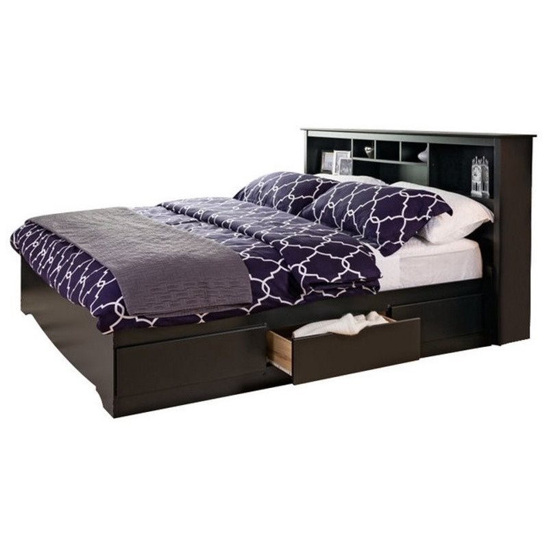 Prepac Sonoma King Bookcase Platform Storage Bed In Black