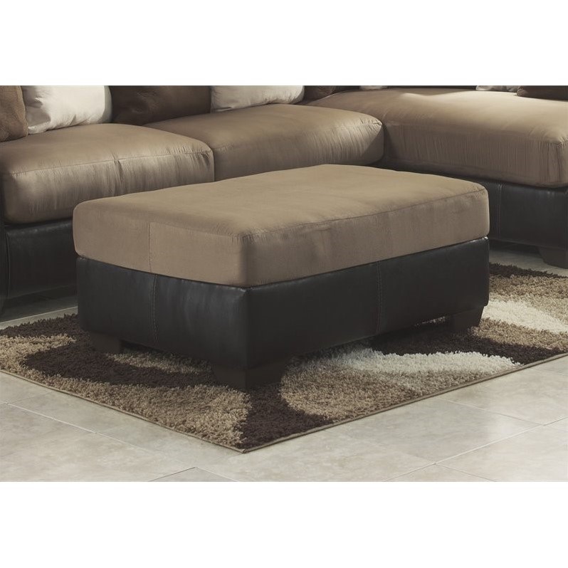 Ashley Masoli Left Corner Faux Leather Sectional With Ottoman In Mocha
