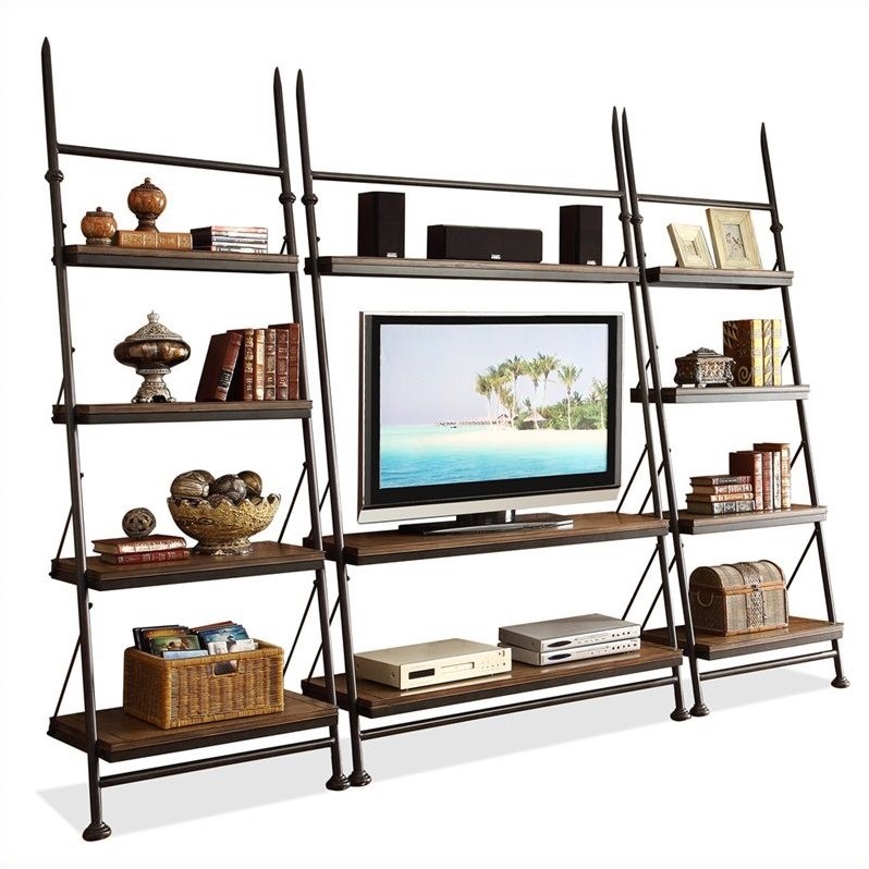 Riverside Furniture Camden Town 3 Piece Leaning Tv Stand Set In Riverside Furniture Camden Town 3 Piece Leaning Tv Stand Set In Hampton Road Ash