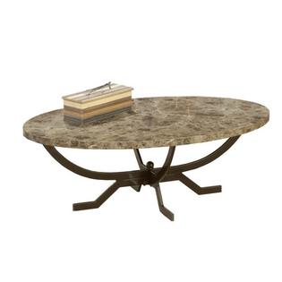 Hilale Monaco Oval Faux Marble Top Coffee Table In Matte Espresso
