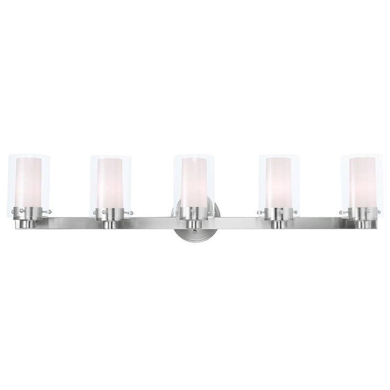 5 Light Bathroom Fixture Brushed Nickel Livex Lighting 15455 91 Manhattan Bath 36in Brushed Nickel 5 Light