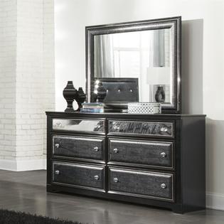 Ashley Alamadyre 2 Piece Faux Leather Dresser Set In Black