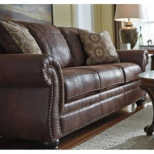 Ashley Breville Faux Leather Sofa In Espresso Ashley Breville Faux Leather Sofa In Espresso