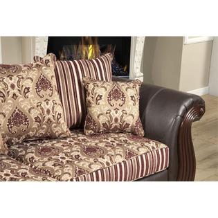 Furniture Of America Marini 2 Piece Leather And Fabric Sofa Set In Red