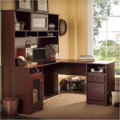 L Shaped Cherry Wood Computer Desk