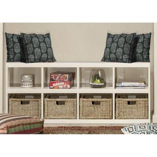 Hilale Tuscan Retreat 8 Cubby Storage Bench With Baskets In White Tuscan Retreat 8 Cubby Storage Bench