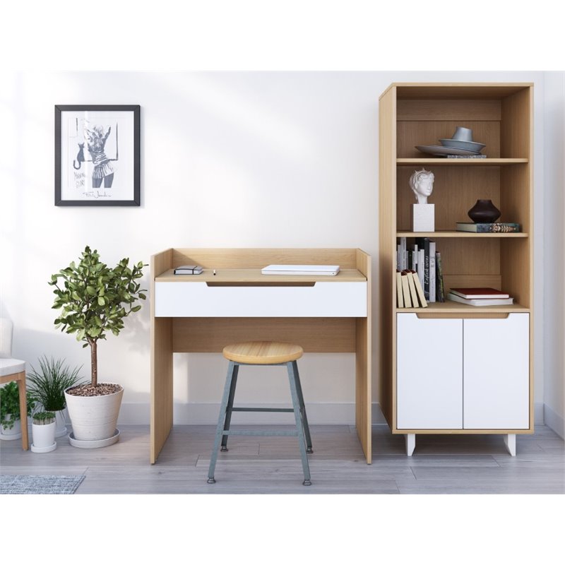 Nexera Nordik Bedroom Vanity In Natural Maple And White
